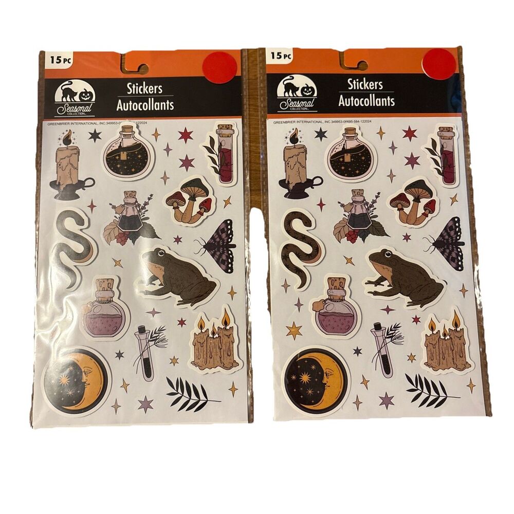 NIP Greenbrier Halloween Stickers  Frog Moon Candles Scrapbooking